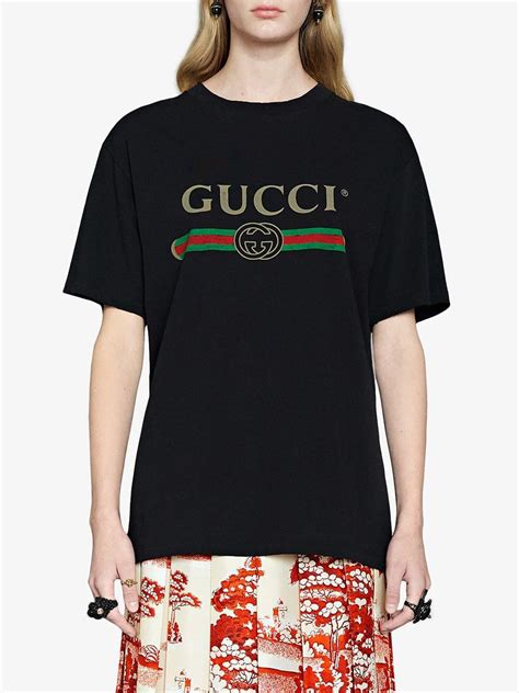 gucci oversized cotton t-shirt with logo black|t shirt gucci original.